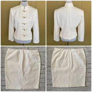 Antonio Melani women 12 two piece stripe jacket and skirt suit set white